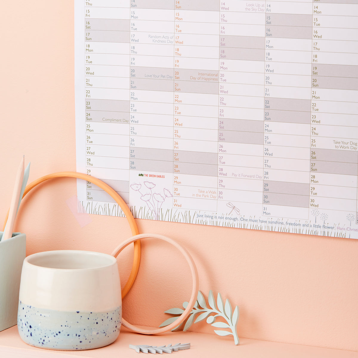 Botanical 2025 Wall Planner With Fun Dates