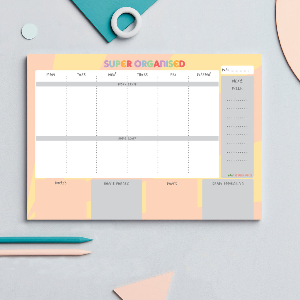 'Super Organised' Weekly Desk Planner Pad