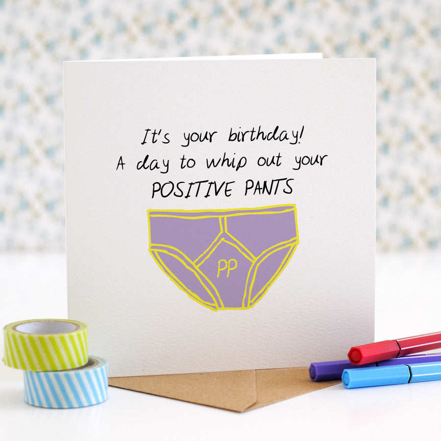 Positive Y-front Pants Birthday Card