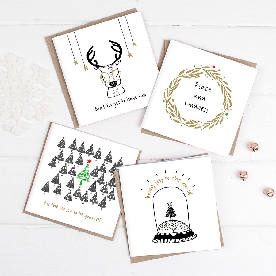 Happy Scandi Christmas Cards Pack Of Eight