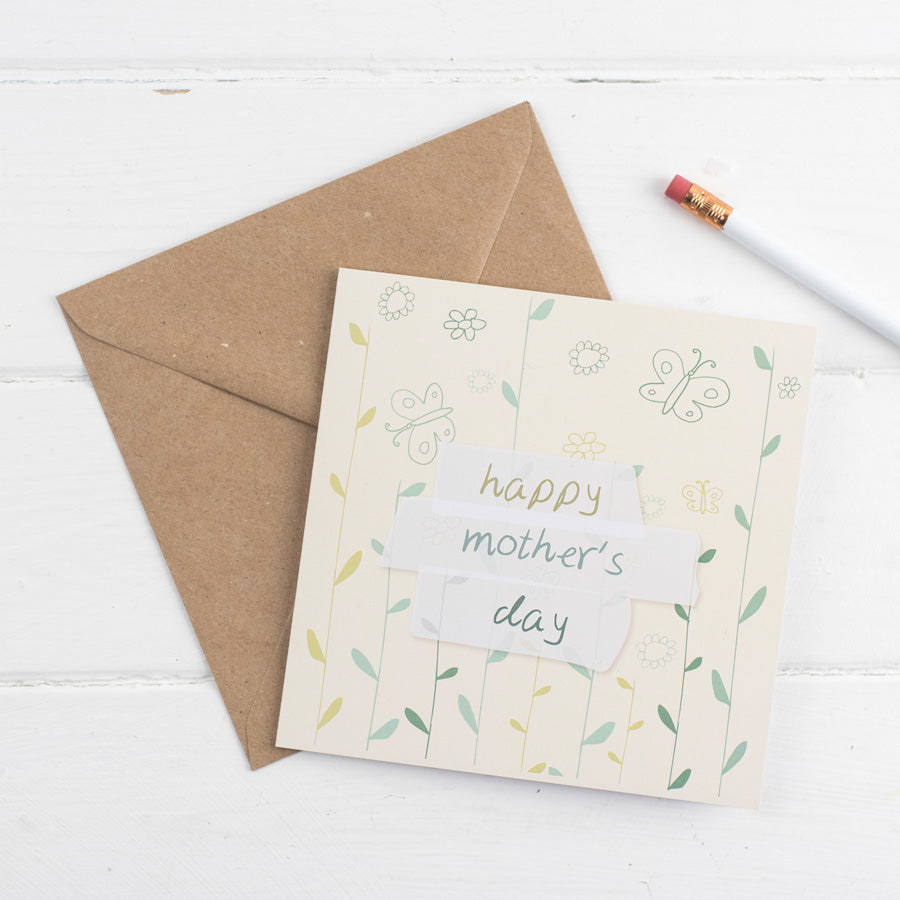 Happy Mother's Day Card - flowers and butterflies