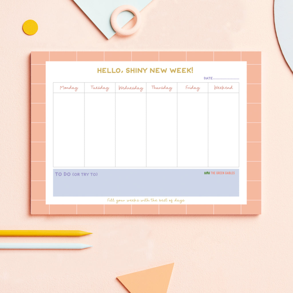 'Shiny New Week' Weekly Desk Planner Pad