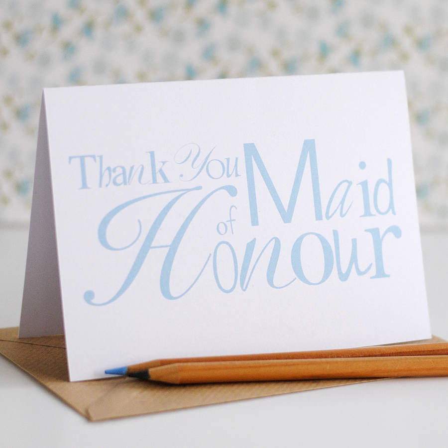 Thank You Maid of Honour Card